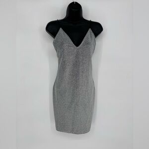H&M Divided silver gray glitter V-cut thin strap bodycon mini dress size M NWT